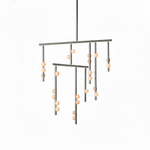 Orbit Brass Glass Drop Chandelier – Hand-Blown Multi-Head