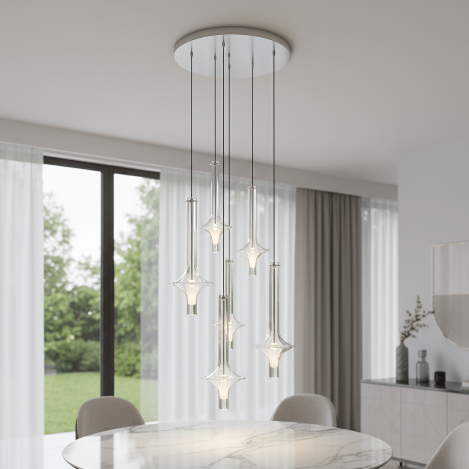 Wonder Glass Globe Suspension Lamp – Gold & Black Multi-Head
