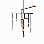 Orbit Brass Glass Drop Chandelier – Hand-Blown Multi-Head