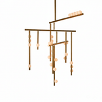 Orbit Brass Glass Drop Chandelier – Hand-Blown Multi-Head