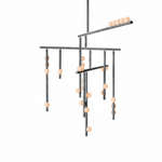 Orbit Brass Glass Drop Chandelier – Hand-Blown Multi-Head