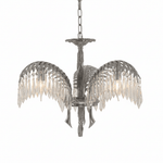 Brass Palm Leaf Crystal Chandelier