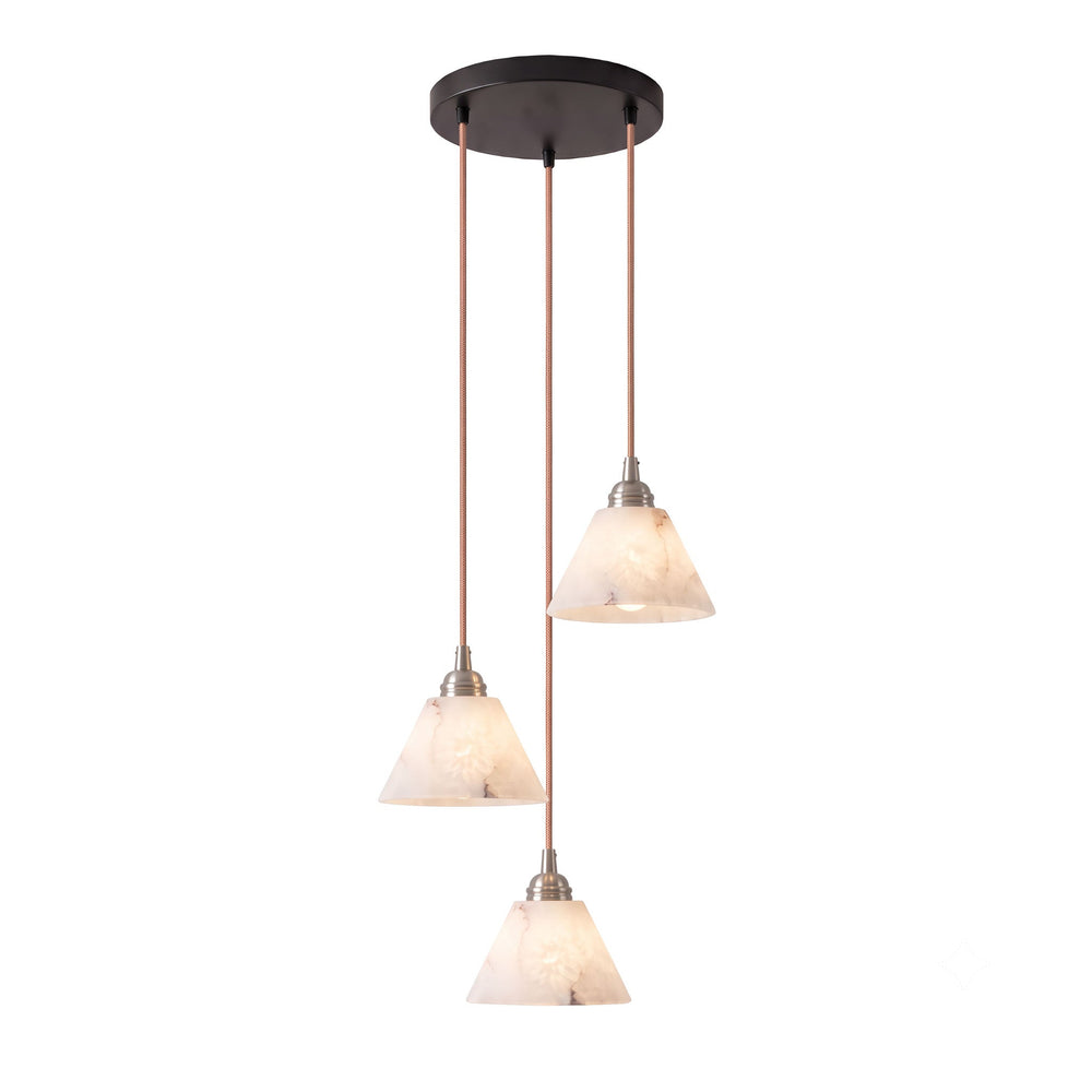 Conical Alabaster Brass Pendant Lamp