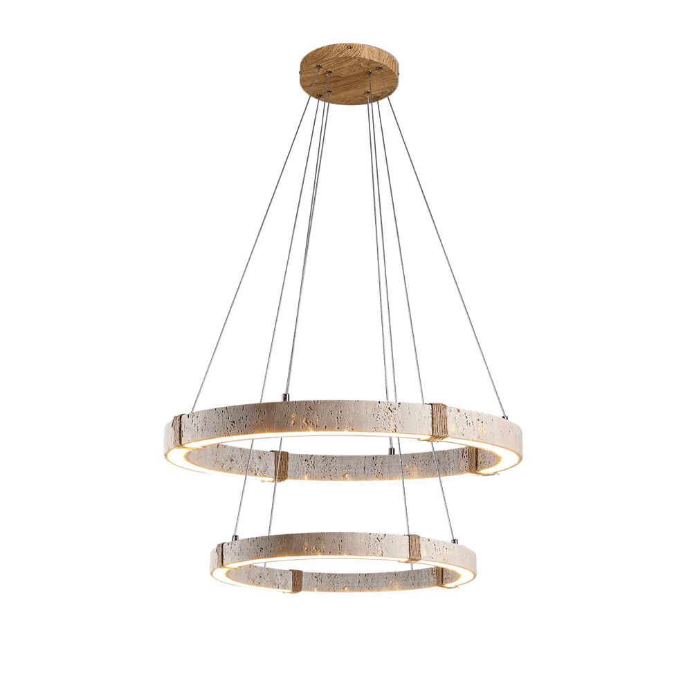 Circle Travertine Pendant Lamp – Minimalist Stone Disc