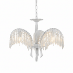 Brass Palm Leaf Crystal Chandelier