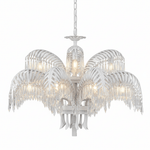 Brass Palm Leaf Crystal Chandelier