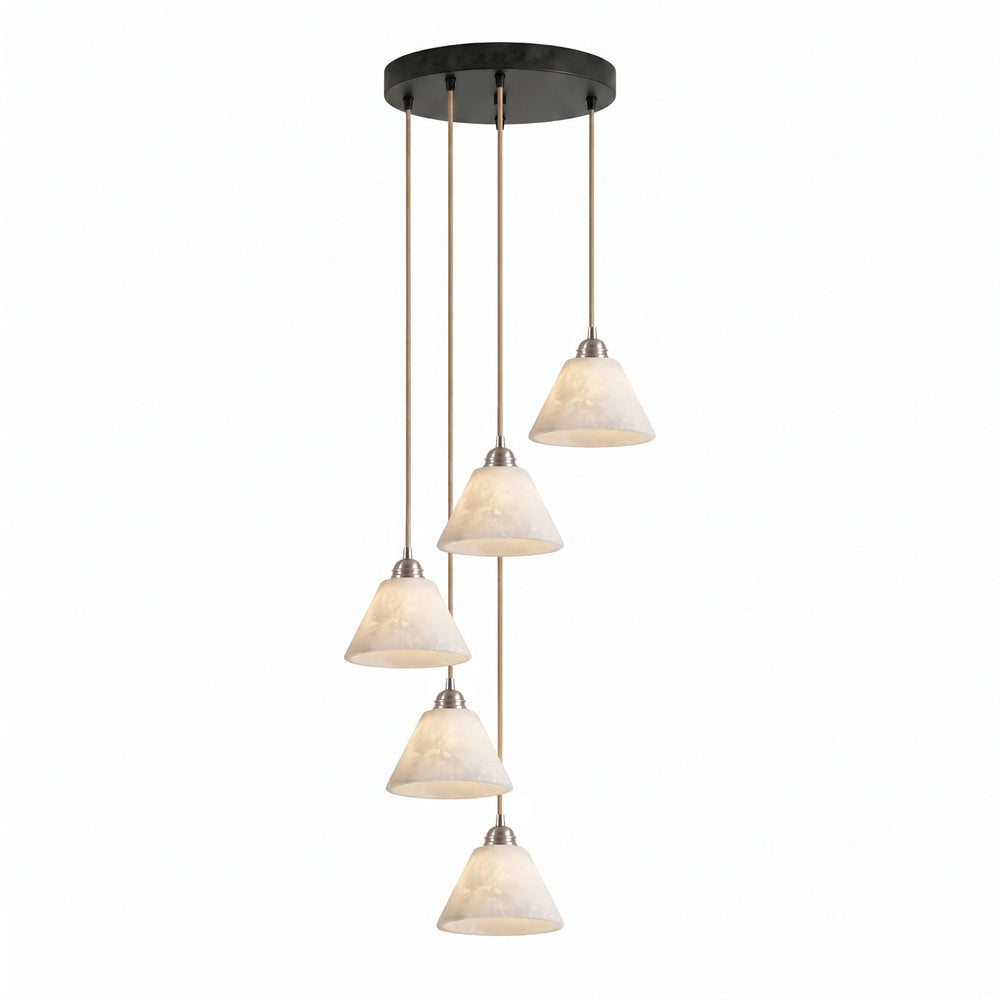 Conical Alabaster Brass Pendant Lamp