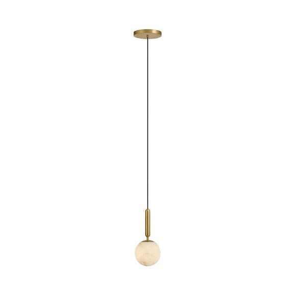 Bosso Alabaster Sculptural Pendant – Brass & Stone