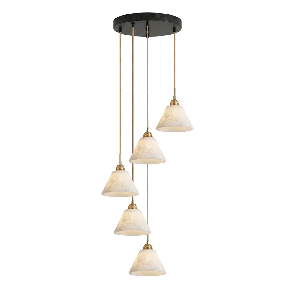 Conical Alabaster Brass Pendant Lamp