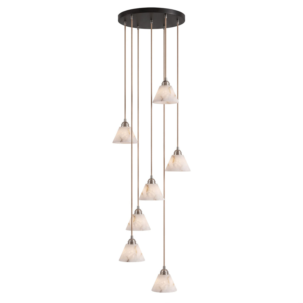 Conical Alabaster Brass Pendant Lamp