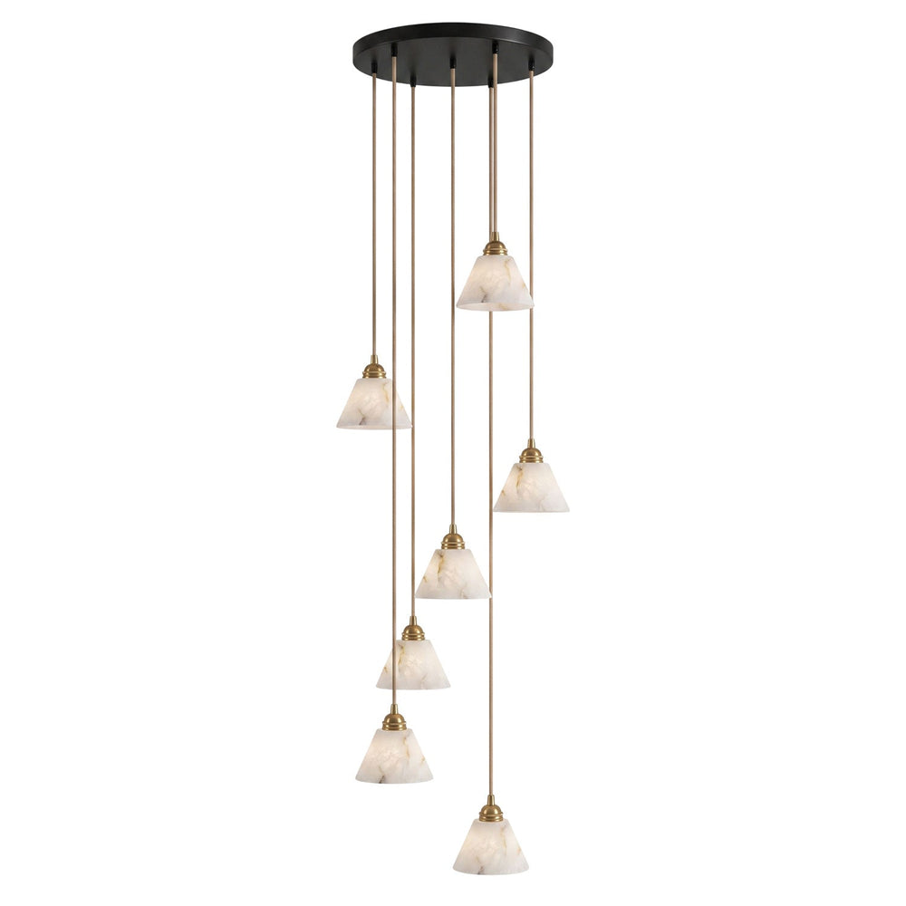Conical Alabaster Brass Pendant Lamp
