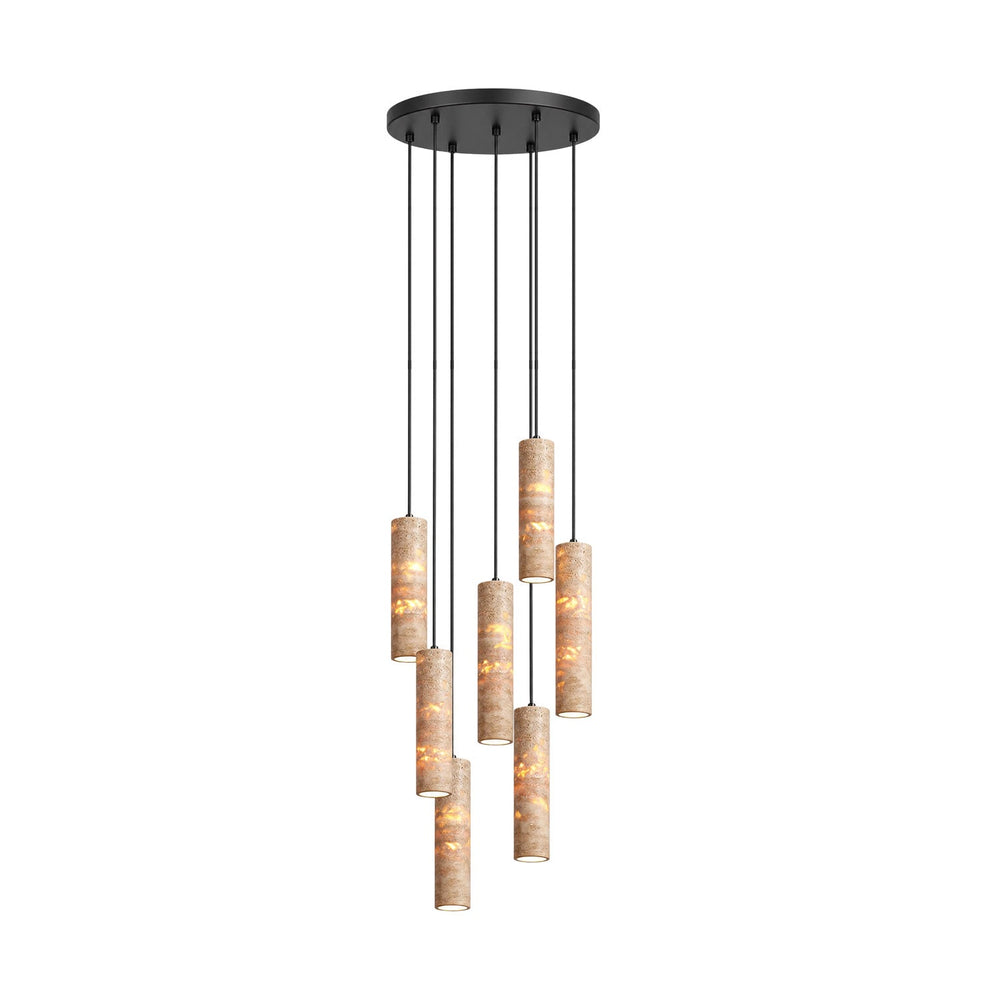 Cylindrical Travertine Pendant Light