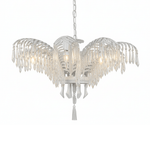 Brass Palm Leaf Crystal Chandelier