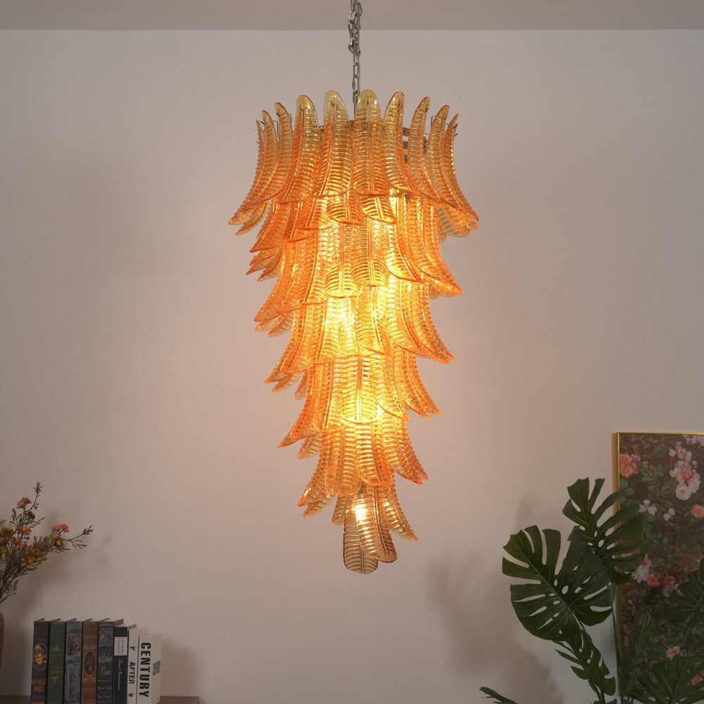 Amber Leaf Cascade Chandelier