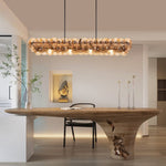 Pressed Glass Disc Linear Chandelier