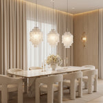 Verona Cascade Seashell Chandelier – Danish Mid-Century Pearlescent Pendant Ceiling Lamp
