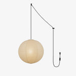 Japanese Paper Pendant Swag Light (black plug wire)