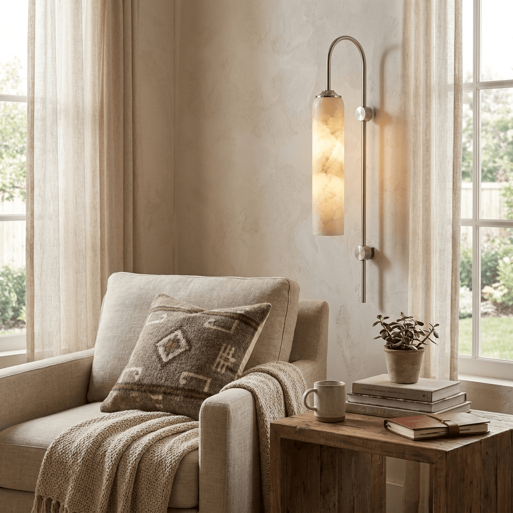 Alabaster Cylinder Wall Light