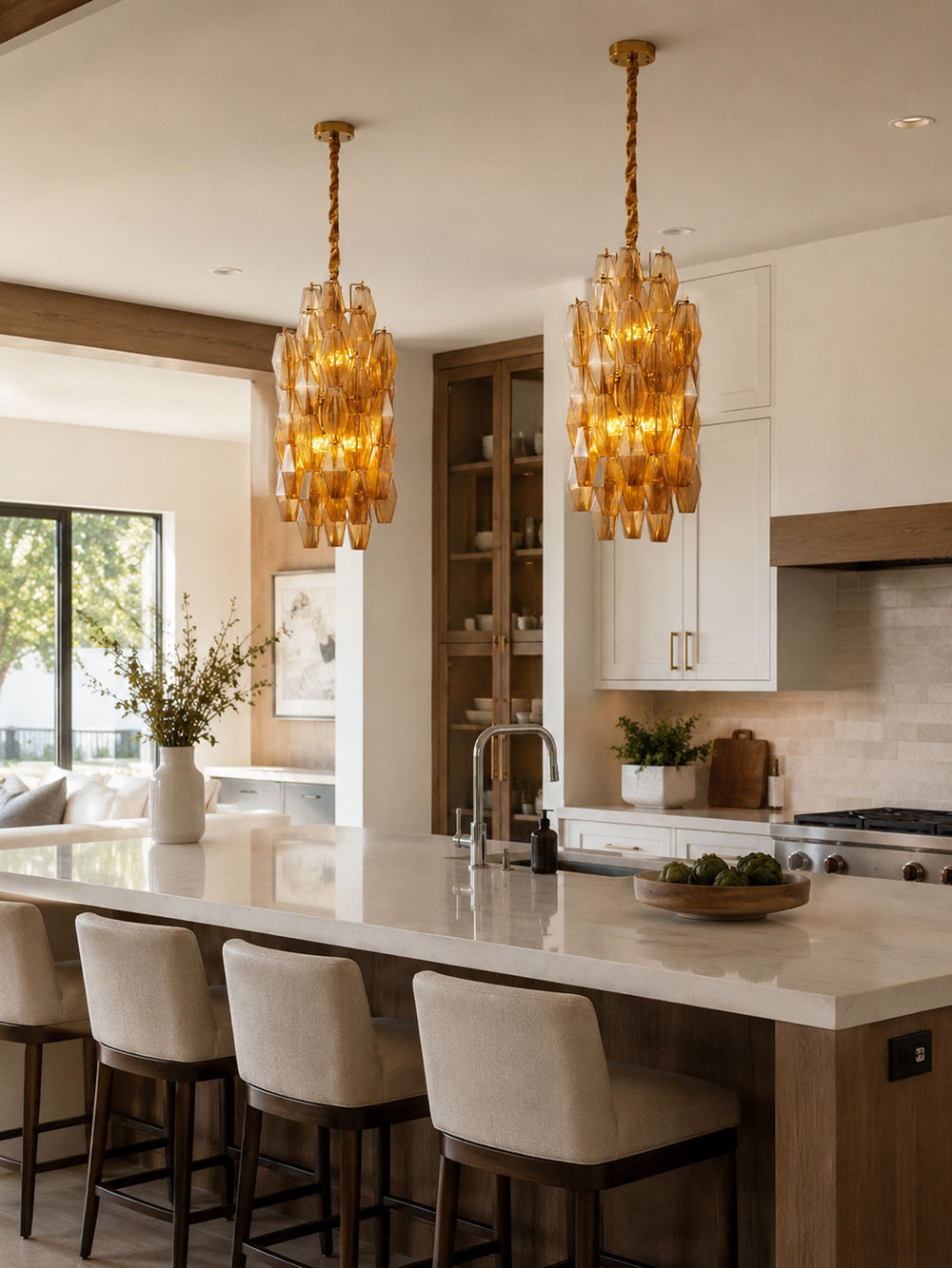 Amber Prism Long Chandelier