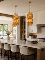 Amber Prism Long Chandelier