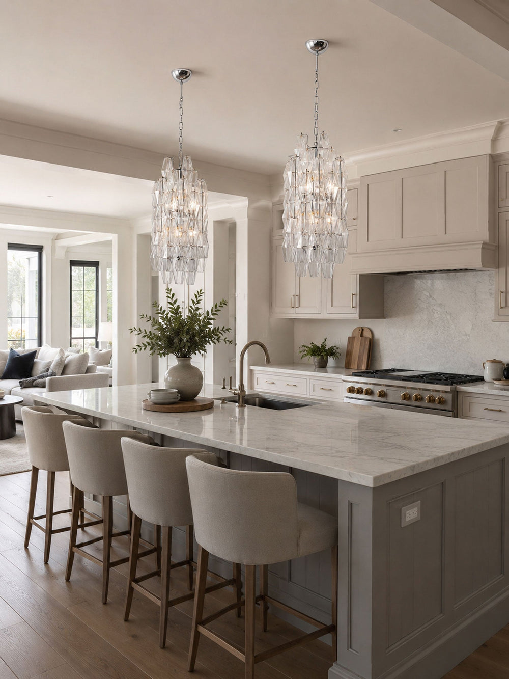 Amber Prism Long Chandelier