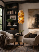 Amber Prism Long Chandelier