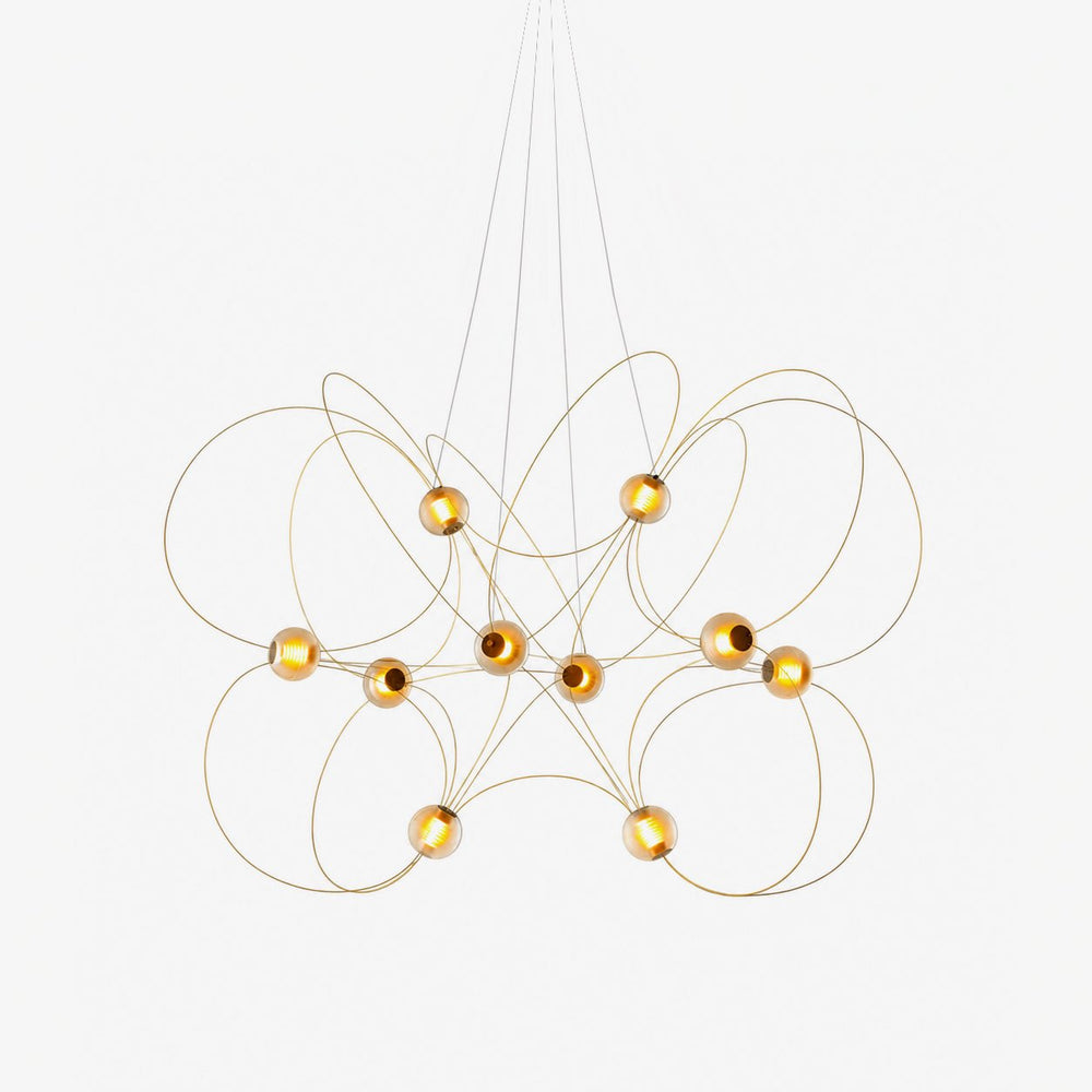 Amber Glass Orb Loop Chandelier