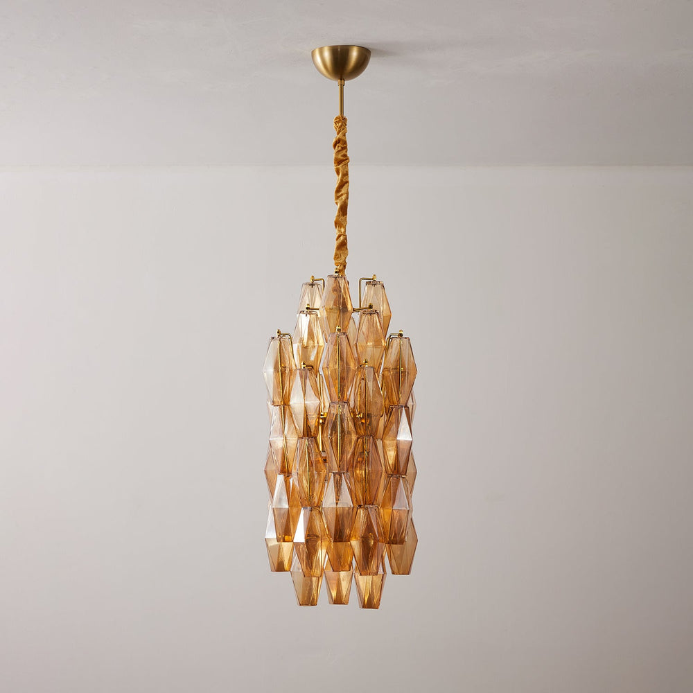 Amber Prism Long Chandelier