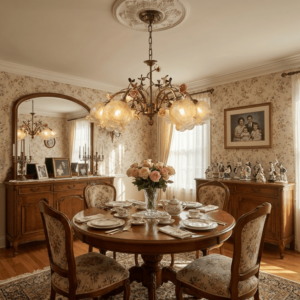 Antique Brass Rose Chandelier