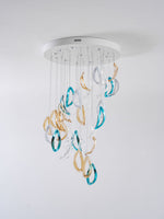 Aqua Ripple Glass Art Customize Chandelier