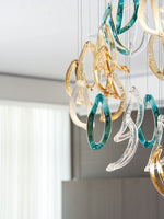 Aqua Ripple Glass Art Customize Chandelier