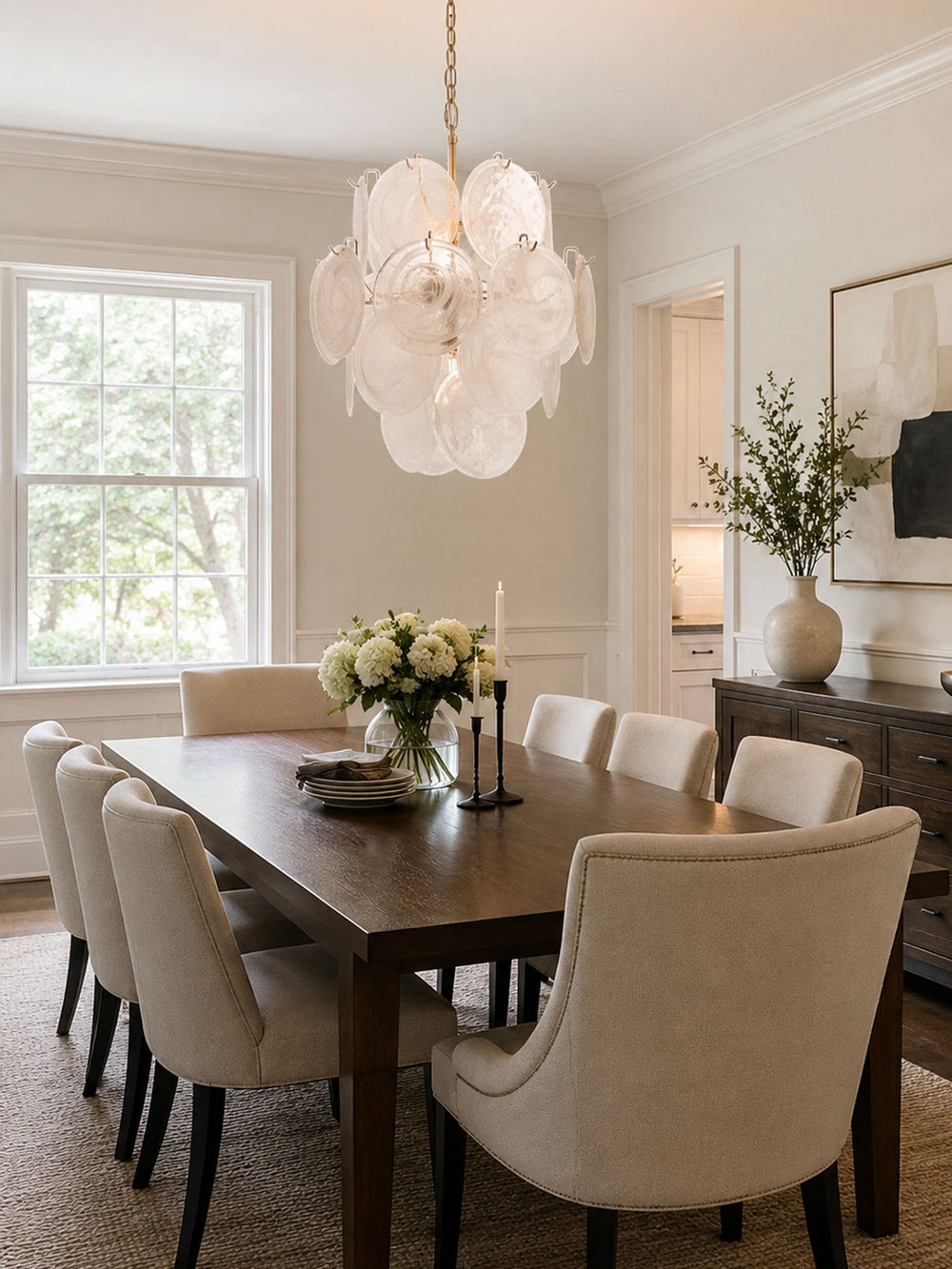 Aqua White Glass Chandelier