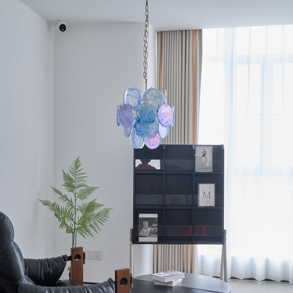 Aqua Blue Glass Chandelier
