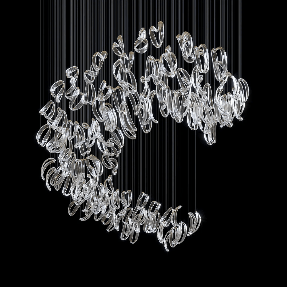 Aqua Ripple Glass Art Customize Chandelier