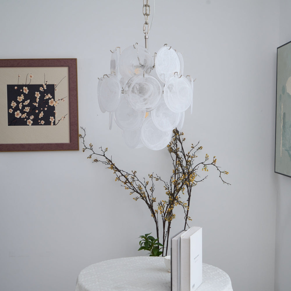 Aqua White Glass Chandelier