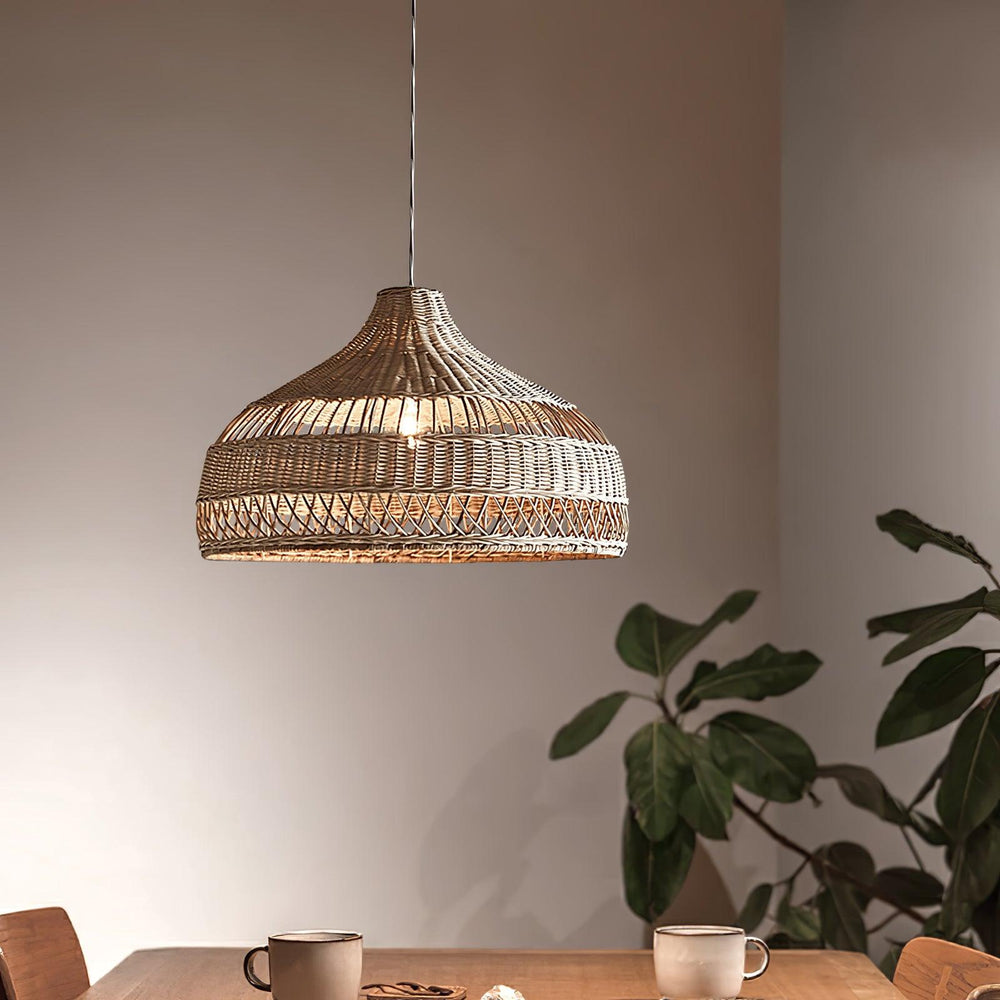Artisanal Rattan Dome Pendant Lamp