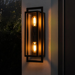 Aurelux Modern Black Outdoor Wall Lantern (Glass Exterior Sconce)