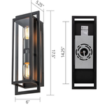 Aurelux Modern Black Outdoor Wall Lantern (Glass Exterior Sconce)