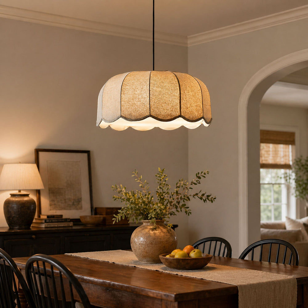 Banana Leaf Woven Fabric Pendant – Coastal Linen Shade