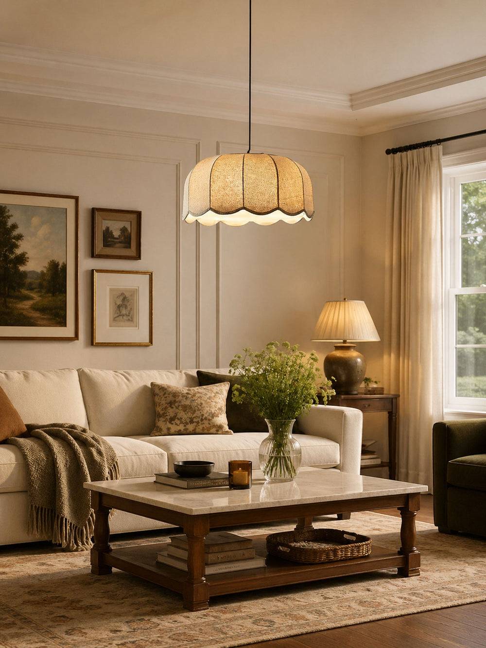 Banana Leaf Woven Fabric Pendant – Coastal Linen Shade