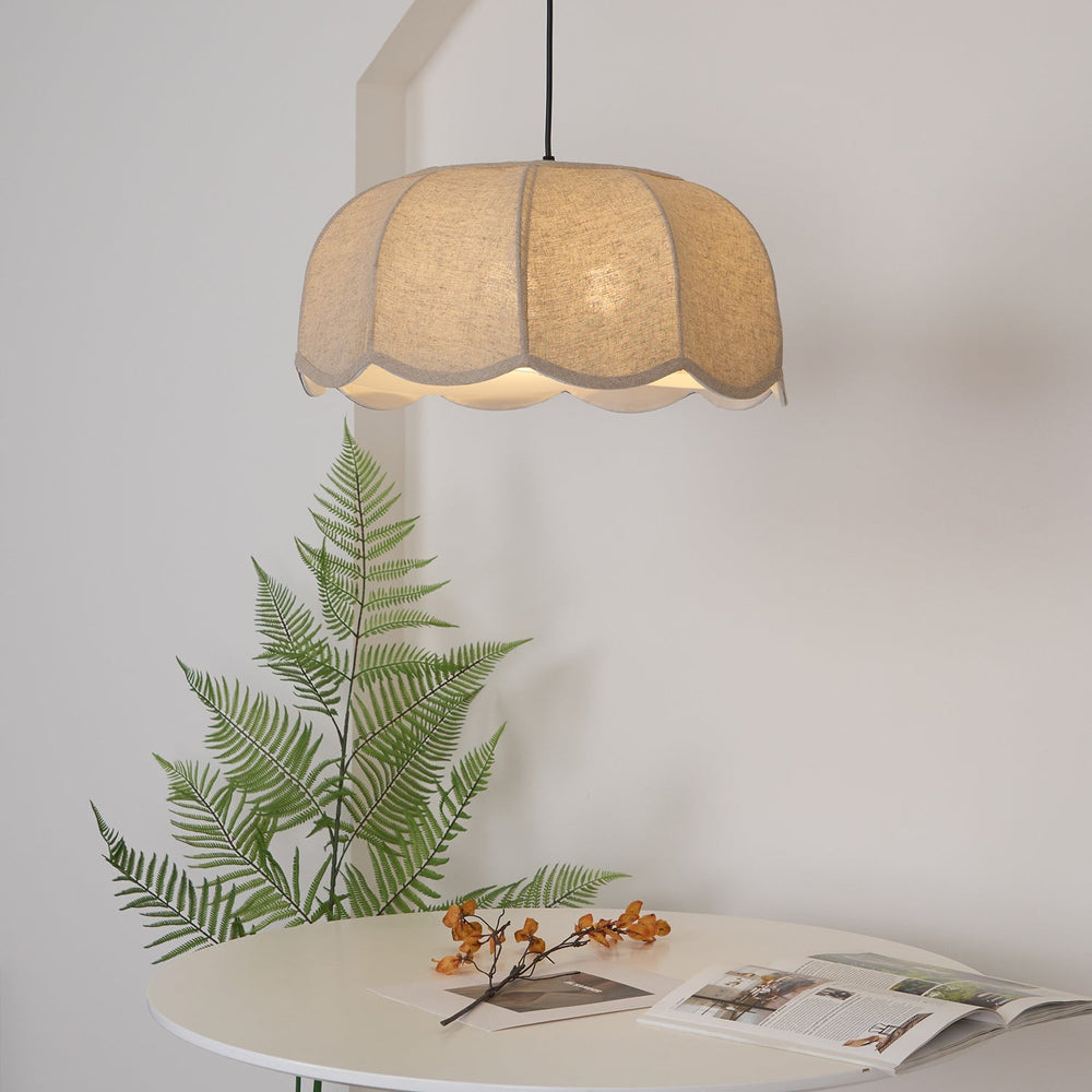 Banana Leaf Woven Fabric Pendant – Coastal Linen Shade