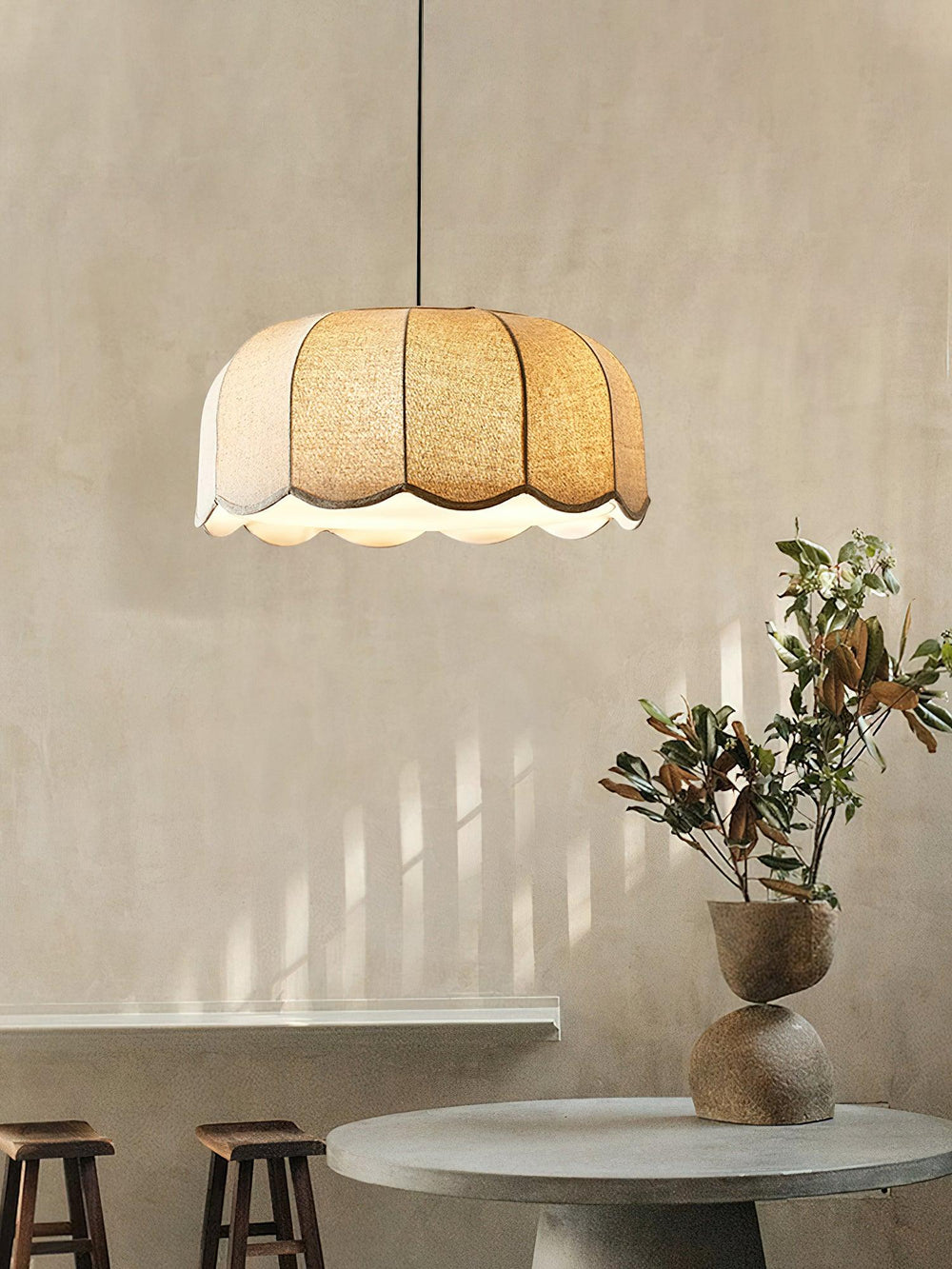 Banana Leaf Woven Fabric Pendant – Coastal Linen Shade