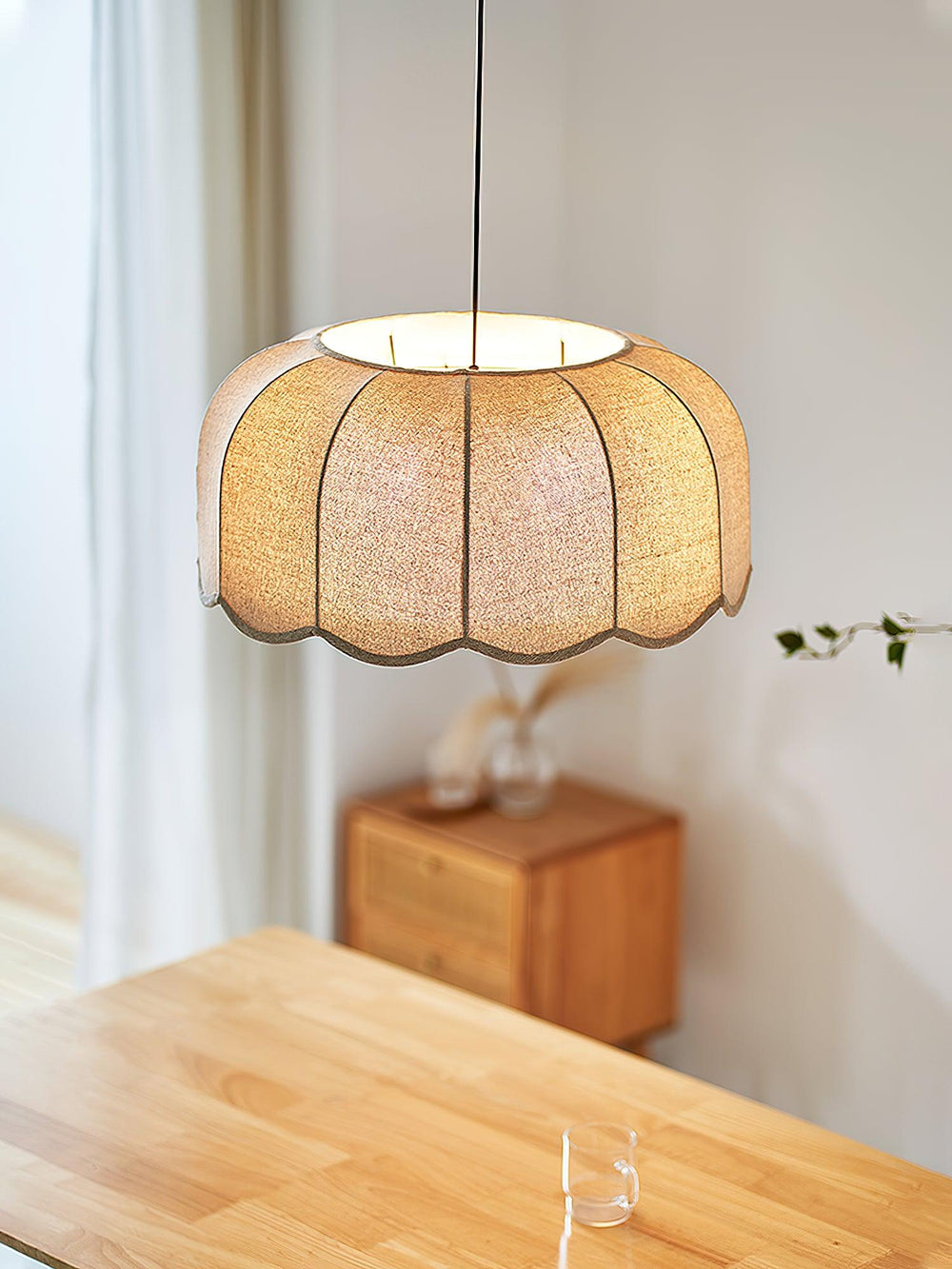 Banana Leaf Woven Fabric Pendant – Coastal Linen Shade