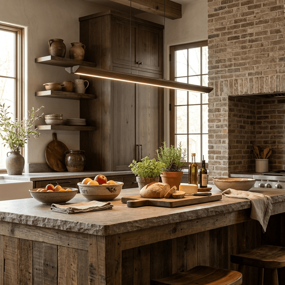 Beveled Wood Linear Pendant Lamp
