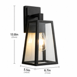 Black Outdoor Wall Lantern – Modern Glass Waterproof Exterior Light Fixture