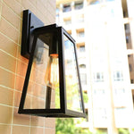 Black Outdoor Wall Lantern – Modern Glass Waterproof Exterior Light Fixture