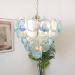 Blue Glass Disc Chandelier