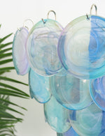 Blue Glass Disc Chandelier