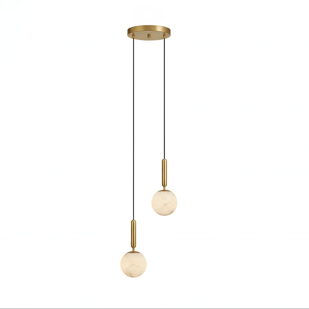 Bosso Alabaster Sculptural Pendant – Brass & Stone