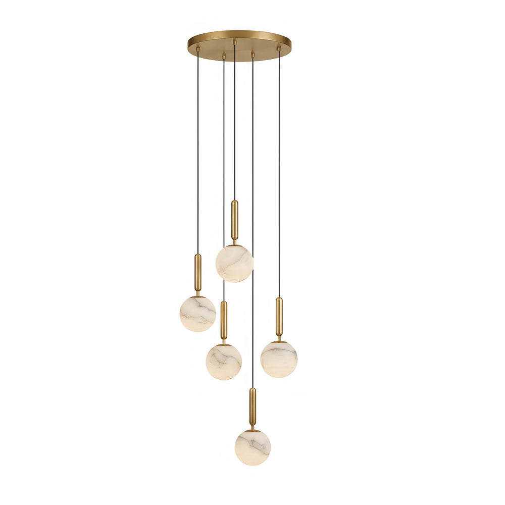 Bosso Alabaster Sculptural Pendant – Brass & Stone